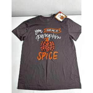 NWT WinWin You had me at Pampkin Unisex Gray Cotton Blend Graphic T-Shirt Size M